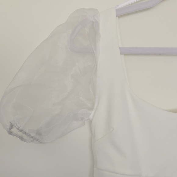 Lulu's White Puff Sleeve Dress - Picture 5 of 7